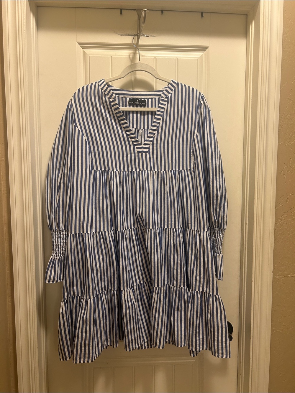 Pomander Place Blue and White Striped cotton dress - Picture 2 of 6